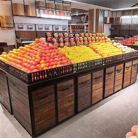 超市蔬菜货架水果展架中岛钢木生鲜果蔬货架