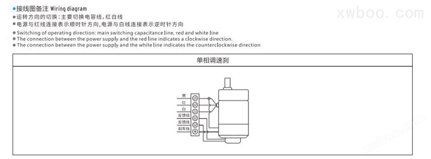 25W微型调速刹车电机单相调速刹安装接线图